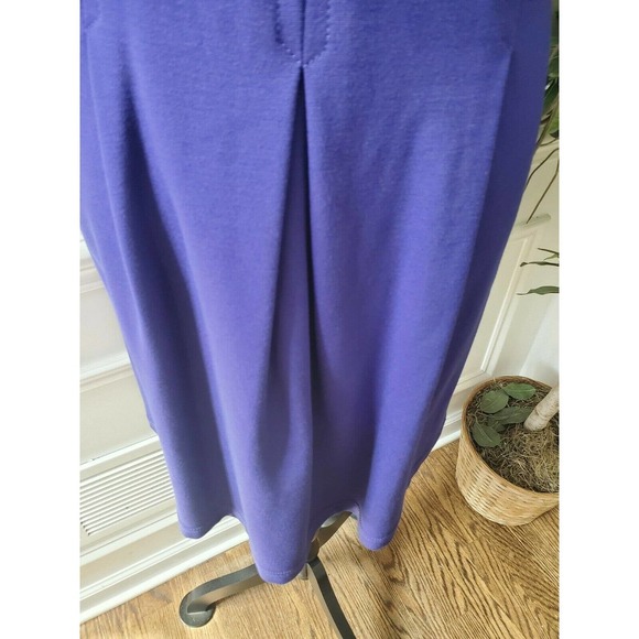 Loft Women's Solid Blue Rayon Round Neck Sleeveless Knee Length Dress Size 12P - Picture 4 of 10